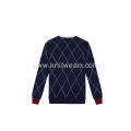 Boy's Knitted Diamond Checks Crew-Neck Pullover